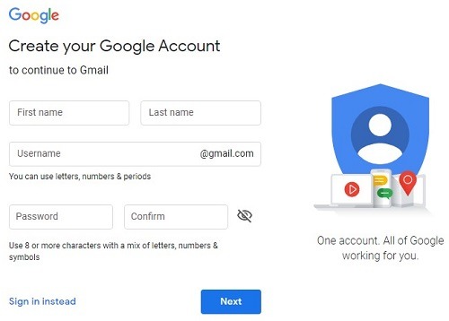 Crear cuenta de Gmail
