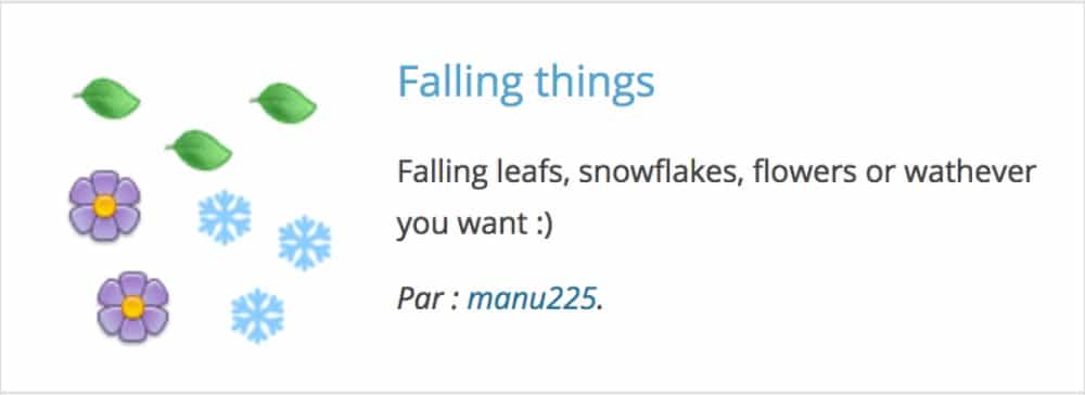 Plugin de WordPress Falling Things