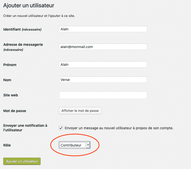 formulario de usuario